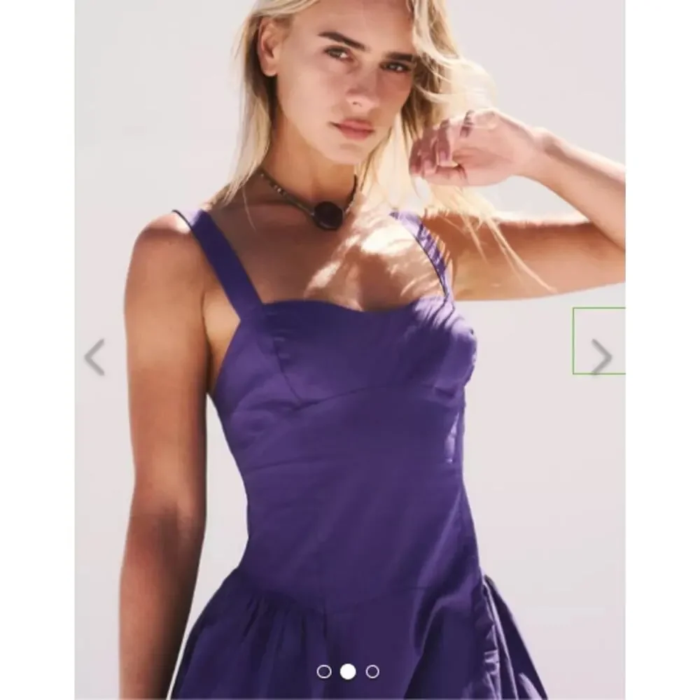 Free People Dress Womens Medium Paolo Midi Purple Sundress Romantic Retro Chic - Picture 2 of 14